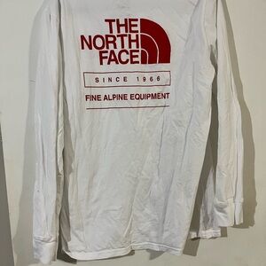 The North Face Red and White Long Sleeve Tee